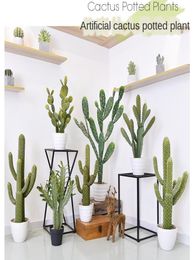 Decorative Flowers Wreaths PU Simulation Cactus Potted Landscape Home Store Decoracion Tropical Desert Artificial Faux Plants Gr7069073