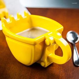 Mugs Coffee Cup Excavator Bucket With Spoon Creativity Tea Milk Mug Funny Digger Cake Container Birthday Gift