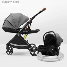 Strollers# 3 in 1 baby stroller Newborn Baby Carriage High Landscape four wheels stroller Folding shock absorption baby accessories L240319