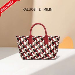 Store High Quality Design Bag Spring and Summer New Colourful Woven Vegetable Basket Handheld Fashion Versatile Single Shoulder Unique Texture Crossbody for Women