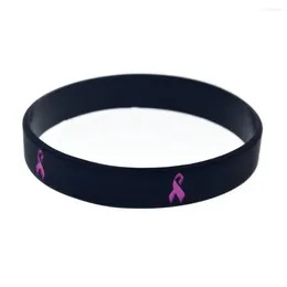 Charm Bracelets 50 Pcs Ribbon Cancer Awareness Silicone Rubber Bracelet Adult Size 3 Colours