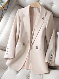 Women's Suits Khaki Leisure Suit Coat Spring Autumn Style Temperament Slim Fit Ladies Comfortable Lining Wild Blazer S-4XL 1988