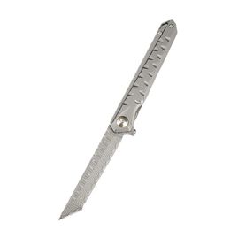 Special Offer A5024 High End Flipper Knife Damascus Steel Tanto Point Blade CNC TC4 Titanium Alloy Handle Ball Bearing Outdoor Camping EDC Pocket Knives