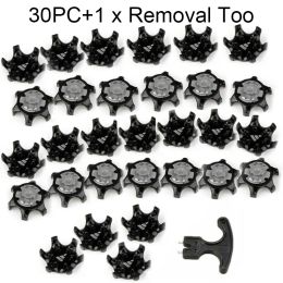 Aids 30pcs Golf Shoe Spikes Pins Golf Training Aids Clamp Cleats Plastic Black Screwin Replacement Parts With Removal Tools