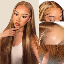 Highlight Ombre Lace Front Wig Human Hair 13x4 4/27 Coloured Wigs 180% Density Honey Blonde Lace Front Wig Human Hair