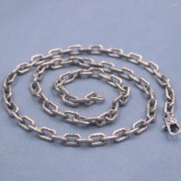 Chains Real 925 Sterling Silver Chain Women Men 5mm Carved Cable Link Box Necklace 20inch Length