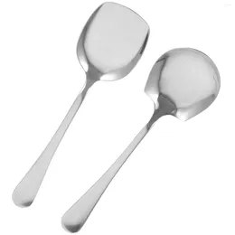 Spoons 2 Pcs Male Spoon Dinner Buffet Catering Serving Stainless Steel Public