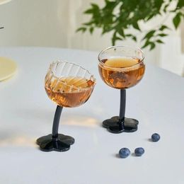 Mugs Tilted Wine Glass Lovely Crooked Handle Creative Champagne Goblet Glasses Gift For Girls Cup Kawaii