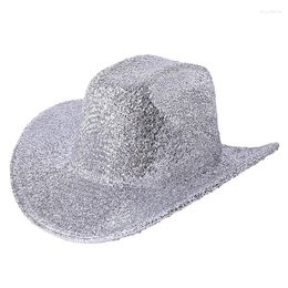 Berets Women Men Western Cowboy Hat Shiny Cowgirl For Wedding Carnival Rave Party Travel Costume Accessories