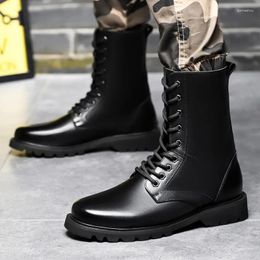 Boots Large Size Men's Fashion Original Leather High Autumn Winter Shoes Handsome Long Combat Boot Cowboy Tactical Botas Hombre
