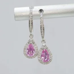 Dangle Earrings SFL2024 18K Gold Jewelry Natural 0.95ct Padparadscha Pink Sapphire Gemstones Diamonds Drop For Women