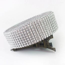 Party Decoration 2yards 4cm Bling Diamond Mesh Wrap Ribbon Silver Rhinestone Roll Home Acrylic Crystal Tape Handmade Craft