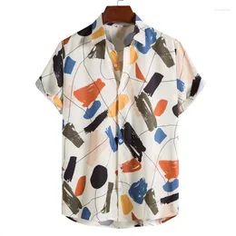 Men's Casual Shirts Loose Short-sleeved Button-up Turn-down Collar Shirt Spring Summer Vintage Graphic Printed Tops