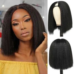 Synthetic Wigs V Part Short Bob Wigs Synthetic Hair Wigs Yaki Straight V Part Wigs For Black Women Daily Wigs 8-16 inch 240328 240327