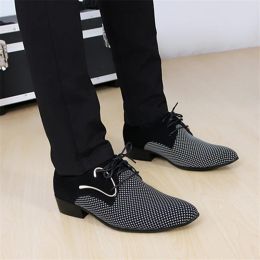 Shoes Men Leather Concise Shoes Men's Business Dress Pointy Plaid Black Shoes Breathable Formal Wedding Basic Shoes Men 2023 Loafers