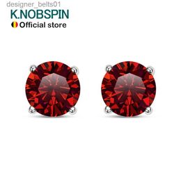 Stud KNOBSPIN Moissanite Earring S925 Sterling Sliver Plated with 18k White Gold Earring for Women Man Sparkling Fine JewelryC24319