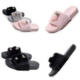 2024 GAI Designer Slippers Pink Grey Women's Summer Heel Sandals Quality Fashion Plush slippers sandals with External soft sole gladiator lycra fur cute size36-41