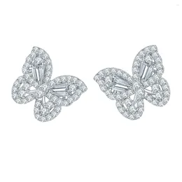 Stud Earrings BOEYCJR 925 Silver Elegant Butterfly Moissanite 0.98ct Total VVS Fine Jewellery Diamond Earring For Women Gift