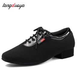 shoes Men Modern Dance Shoes Boys Latin/Tango/Ballroom Shoes Rubber/Soft Sole Low Heels Man Dancing Shoes Black Professional