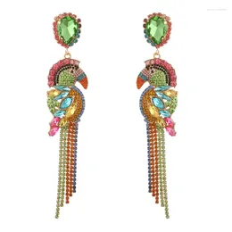 Dangle Earrings Luxury Birds Big 2024 Women Statement Long Tassel Fashion Colourful Rhinestone Chandelier Earings Jewellery