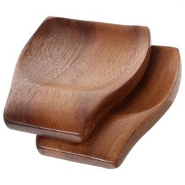 Dinnerware Sets 2 Pcs Wood Tray Wooden Spoon Rest Delicate Kitchen Scoop Rests Holder For Smooth
