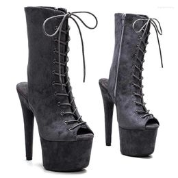 Dance Shoes Fashion Women 17CM/7inches Suede Upper Plating Platform Sexy High Heels Boots Pole 139