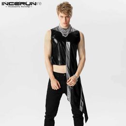 Men's Tank Tops Fashion Casual Style Tops Handsome Mens Flash Fabric Side Hem Long-style Tank Tops Sexy Male Sleeveless Vests S-5XL 2023 L240319