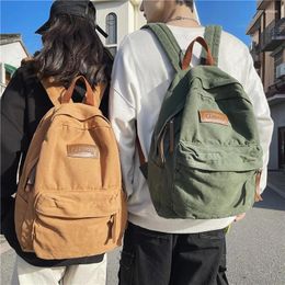 Backpack Ins Cool Girl Boy Canvas Green Laptop Student Bag Fashion Couples Style College Female Male Travel