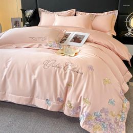 Bedding Sets Luxury 1200TC Egyptian Cotton Set Embroidery Duvet Cover Flat/Fitted Bed Sheets And Pillowcases Home Textiles