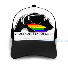 Ball Caps Fashion Gay Pride Papa Bear Basketball Cap Men Women Graphic Print Black Unisex Adult Hat