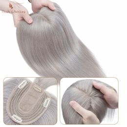 Toppers Rich Choices 10x12cm Human Hair Toppers With Bangs Natural Silk Base Clip in Topper Top Hair in Hair Extension for Women