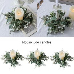 Decorative Flowers 25cm Artificial Green Plant Candlestick Wreath Simulation Candle Holder Garland For Wedding Party Table Decoration