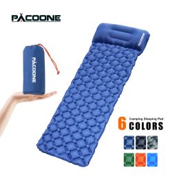 Mat PACOONE Outdoor Camping Sleeping Pad Folding Sleep Mat Beach Inflat Mattress with Pillows Ultralight Air Mat Travel Hiking New