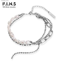 Charm Bracelets F.I.N.S Hand-Made Baroque Pearl Real 925 Sterling Silver Chain Winding Silver 925 Fine Wrist Jewellery Accessory L2403009