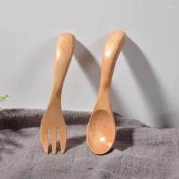 Dinnerware Sets Eco-friendly Simplicity Japanese Handmade Natural Wood Spoon Fork Gift Tableware F20243963