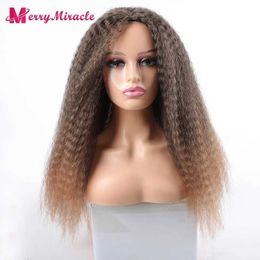 Synthetic Wigs Long Kinky Curly Ombre Color Synthetic Wigs for Black Women Black Blonde Ginger White Hair Afro Kinky Curly Synthetic Hair Wigs 240328 240327