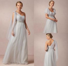 Bridesmaid Dresses Cheap 2021 Silver ALine Convertible Pleat Tulle Maid Honour Special Occasion Dresses For Wedding4596368