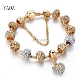 Bangle YADA Gifts INS Fashion Gold Heart Bracelet and Bangles for Women Hot Chain Bracelets Charm Jewellery Crystal Trendy Bracelet BT200176 240319