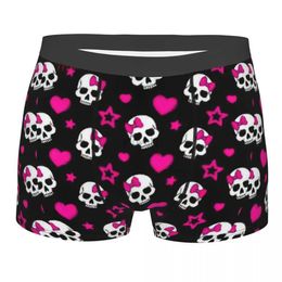 Underpants Mens Boxer Briefs Shorts Panties Gothic Pink Skull Soft Underwear Homme Sexy S-XXL Underpants 24319