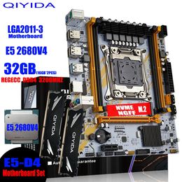 QIYIDA X99 Motherboard LGA 2011-3 Set Kit Xeon E5 2680 V4 CPU Processor 32G=2*16G DDR4 REG ECC RAM Memory NAME M.2 240314