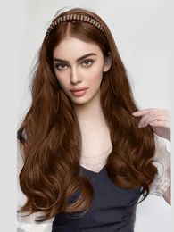 Synthetic Wigs 22 Inches Headband Wig Long Wavy Hoop Wig One Piece Synthetic Wig Beginners Friendly Daily Party Cosplay Wigs For Women 240329