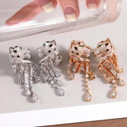 Stud Earrings Brand Vintage Jungle Leopard For Women Luxury Jewellery Fashion Designer Eardrop S925 Sliver Party Clip