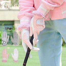 Gloves TTYGJ Cold Proof Women's Autumn and Winter Warm Gloves Wrist Guard Antislip Fleece Golf Gloves Left and Right Hands 1 Pair