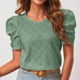 Women's T Shirts Spring And Summer Short Sleeve T-Shirts Round Neck Women Ruffle Blouse Tops Womens For 2024