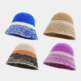 Berets Japanese Knitted Bucket Hat Women's Autumn And Winter Big Head Waist Plain Face Covering Fisherman Korean Versatile Bowl