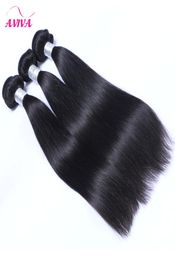 Indian Straight Virgin Human Hair Weave Bundles Unprocessed Indian Remy Human Hair Extensions Natural Black Double Wefts 3 PCS Lot3009325