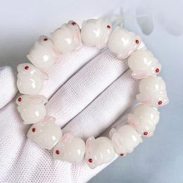 Strand Natural White Jade Bodhi Root Carved Hand String Exquisite And Cute Accessories For Male Female Barley Ornaments