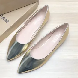 Flats Lady Plain Simple Shiny Flats Soft Comfortable Slip On Ballet Mujer Pointed Toe Driving Shoes Spring Cute Footwear China Size 48