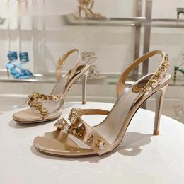 Sandals Luxury Rhinestone Woman High Heels Satin Party Shoes Women Sexy Thin Summer Crystal Sandalias