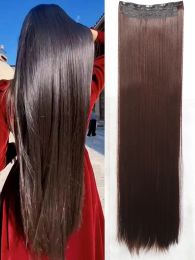 Piece Piece Synthetic 5 Clip In Hair Long Straight Hairstyle Hairpiece Black Brown Blonde 80CM Natural Fake Hair For Women